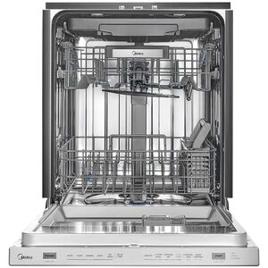 Midea 24 in. Top Control Smart Dishwasher with 47 dBA Sound Level, 3rd-Rack, 3-Stage Total Drying & Pocket Handle - Stainless Steel, , hires