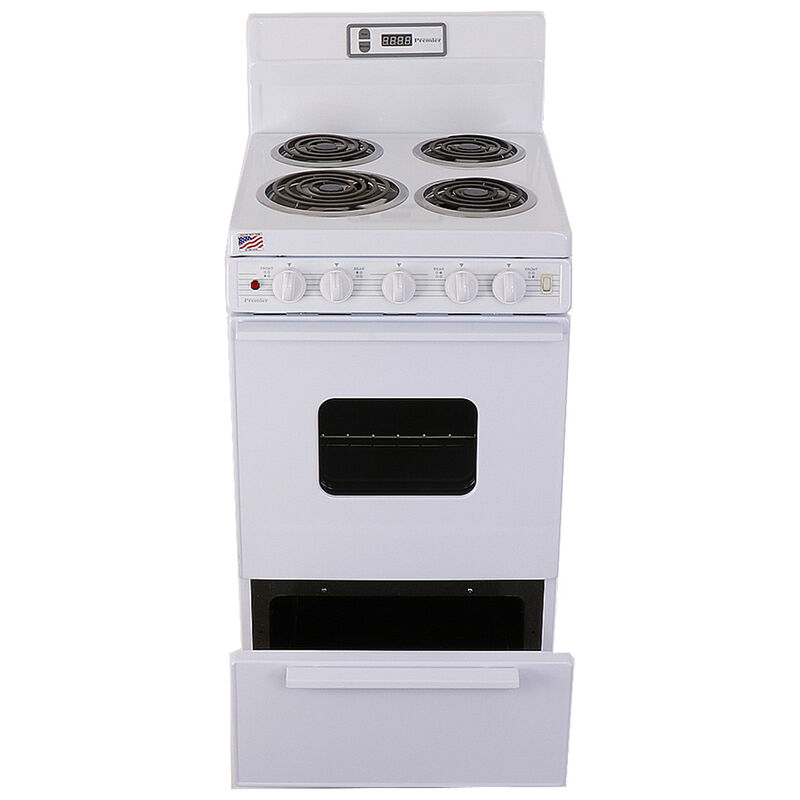 Premier 20 in. 2.4 cu. ft. Oven Freestanding Electric Range with 4 Coil  Burners - White
