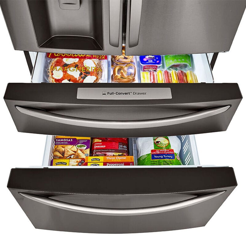 LG 36 in. 29.5 cu. ft. Smart 4-Door French Door Refrigerator with External Ice & Water Dispenser- Black Stainless Steel, Black Stainless, hires