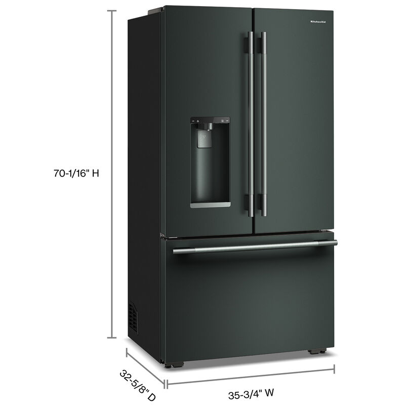 KitchenAid 36 in. 23.1 cu. ft. Smart Counter Depth French Door Refrigerator with Ice & Water Dispenser - Juniper, Juniper, hires