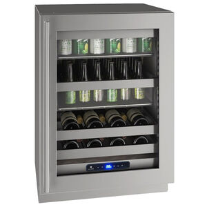 U-Line 5 Class Series 24 in. Built-In/Freestanding 5.2 cu. ft. Beverage Center with Removable Shelves & Digital Control - Stainless Steel, , hires