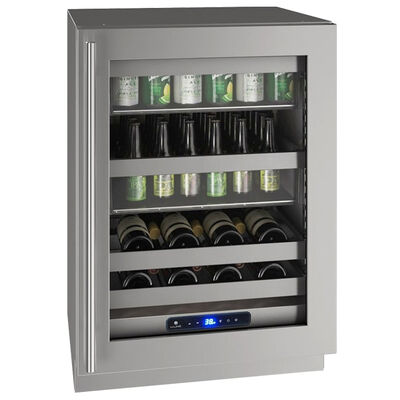 U-Line 5 Class Series 24 in. Built-In/Freestanding 5.2 cu. ft. Beverage Center with Removable Shelves & Digital Control - Stainless Steel | UHBV524SG01A