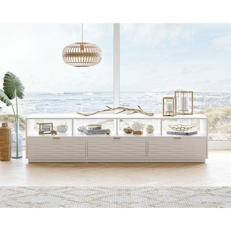 Sauder White 3-Drawer TV Credenza with Storage, , hires