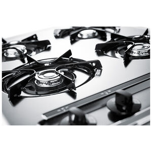 Summit 24 in. 4-Burner Natural Gas Cooktop with Power Burner - Chrome, , hires