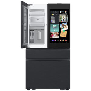 Samsung Bespoke 36 in. 28.6 cu. ft. Smart 4-Door French Door Refrigerator with AI Family Hub+, Beverage Center & Internal Water Autofill Pitcher - Charcoal Glass & Matte Black, , hires