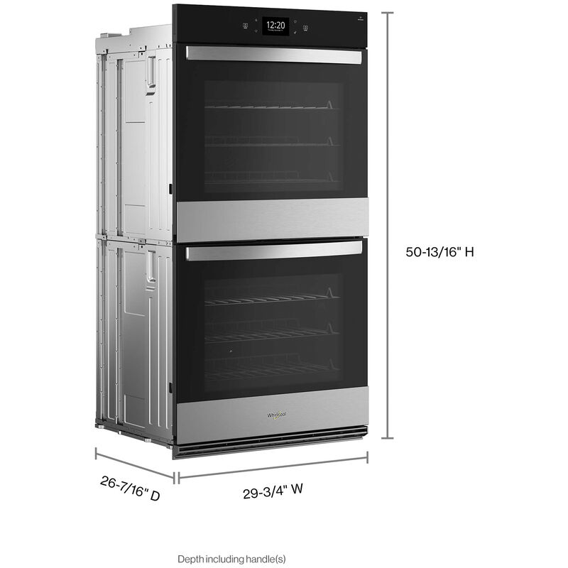 Whirlpool 30 in. 10.0 cu. ft. Electric Smart Double Wall Oven with True European Convection & Self Clean - Fingerprint Resistant Stainless Steel, Fingerprint Resistant Stainless, hires