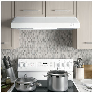 GE 30 in. Standard Style Range Hood with 2 Speed Settings, 200 CFM, Convertible Venting & Incandescent Light - White, , hires