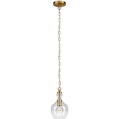 Hudson & Canal Verona 7 in. Pendant with Clear Glass Shade - Brushed Brass | PD1080