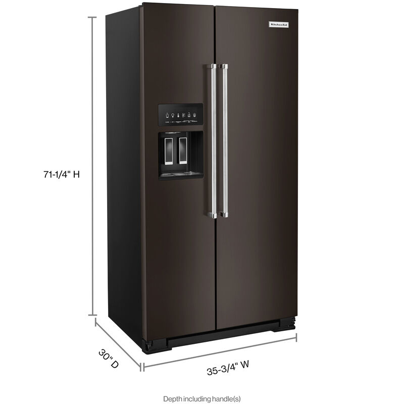 KitchenAid 36 in. 22.6 cu. ft. Counter Depth Side-by-Side Refrigerator With External Ice & Water Dispenser - Black Stainless Steel, Black Stainless Steel, hires