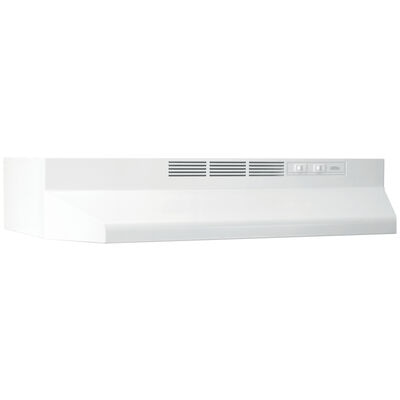 Broan BUEZ1 Series 21 in. Standard Style Range Hood with 2 Speed Settings & 1 Incandescent Light - White | BUEZ121WW