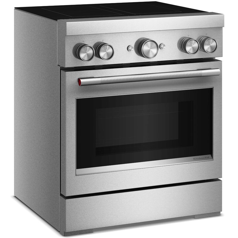 KitchenAid Commercial-Style 30 in. 4.1 cu. ft. Air-Fry True European Convection Electric Range with 4 Induction Burners - Stainless Steel, , hires