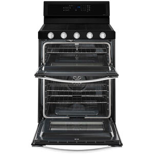 Whirlpool 30 in. 6 cu. ft. True European Convection Double Oven Gas Range with 5 Sealed Burners - Black Ice, , hires
