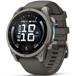 Garmin fenix 9 47 mm, AMOLED Smart Watch - Titanium with Pebble Gray Silicone Band, , hires