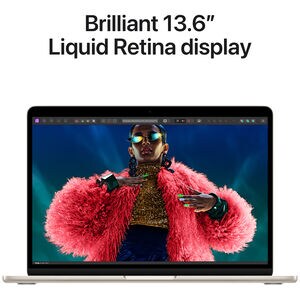 Apple MacBook Air (2024) 13.6 in. Notebook with Apple Intelligence, Apple M3 8-Core CPU, 8-Core GPU, 16 GB RAM, 256 GB SSD, up to 18 Hrs. of Battery Life & Mac OS - Starlight, , hires
