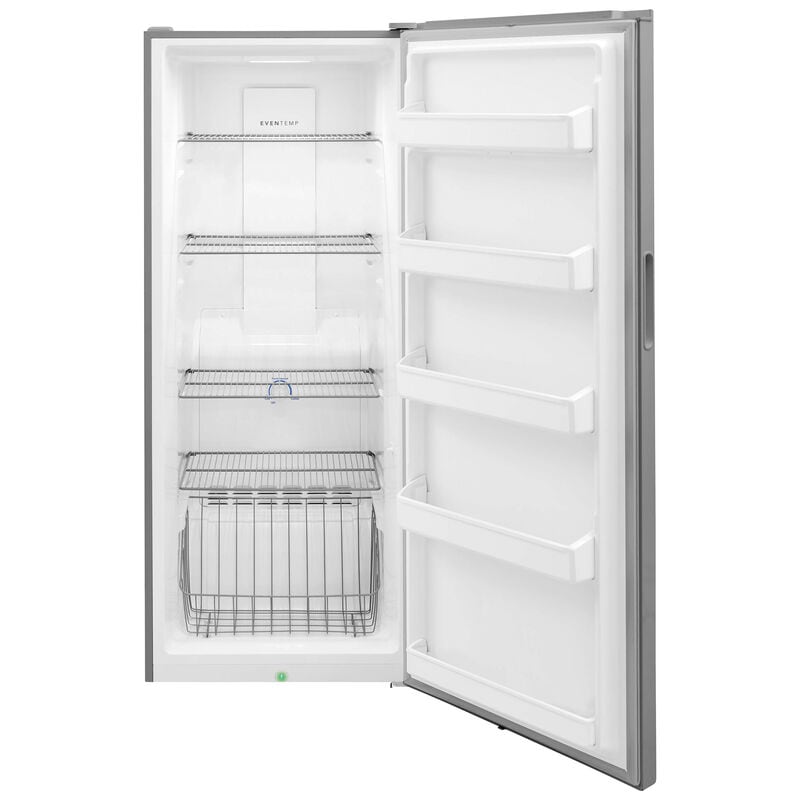 Frigidaire 28 in. 13.0 cu. ft. Garage-Ready Upright Freezer with Adjustable Shelves - Brushed Steel, , hires