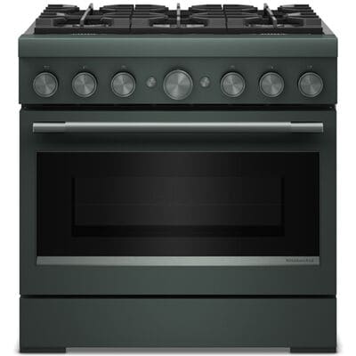 KitchenAid Commercial-Style 36 in. 5.1 cu. ft. Air-Fry True European Convection Dual Fuel Range with 6 Sealed Burners - Juniper | KFDS936SJP