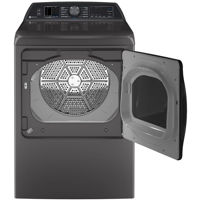 GE Profile 27 in. 7.4 cu. ft. Smart Gas Dryer with Aluminized Alloy Drum, Sensor Dry, Sanitize & Steam Cycle - Diamond Gray, Diamond Grey, hires