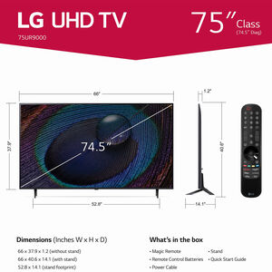 LG 75" Class UR9000 Series LED 4K UHD Smart WebOS TV, , hires