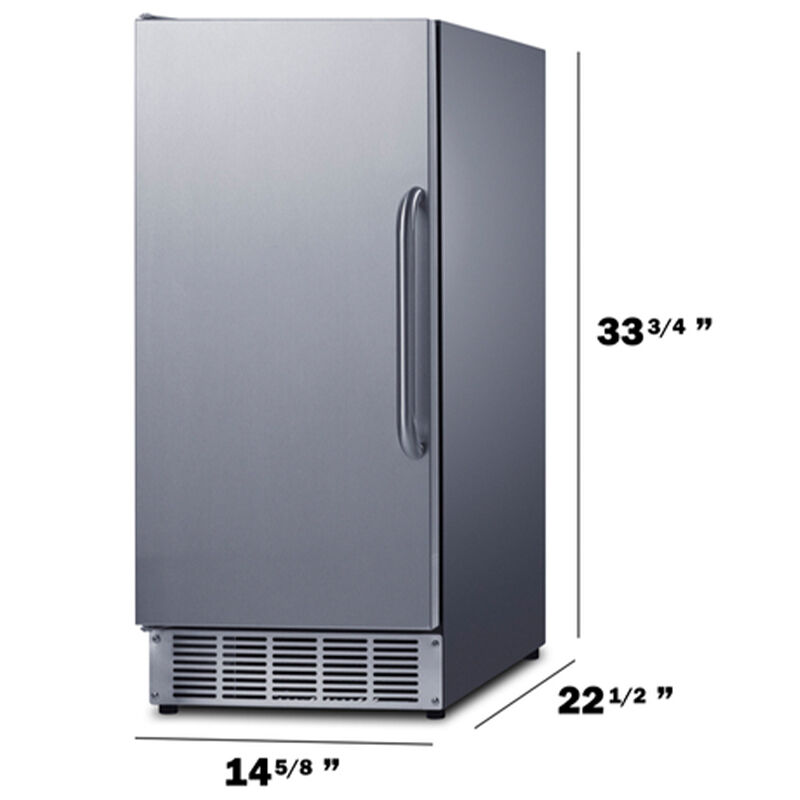 Summit 15 in. Built-In Undercounter Commercial-Use Ice Maker with 25 lb. Ice Storage, Auto-Defrost & Digital Control - Stainless Steel, , hires