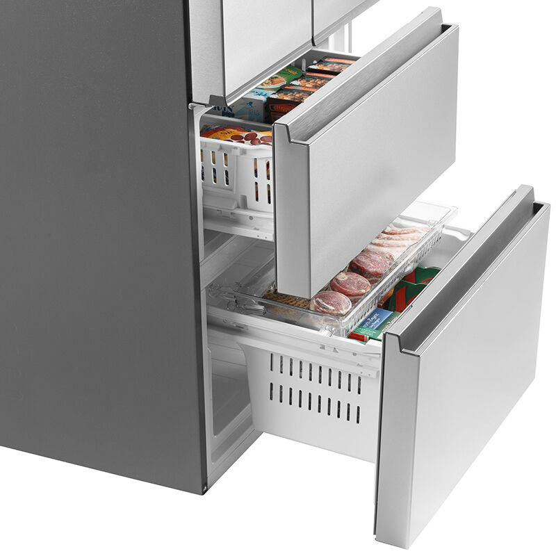 Haier 28 in. 14.5 cu. ft. Counter Depth 4-Door French Door Refrigerator - Stainless Steel, , hires