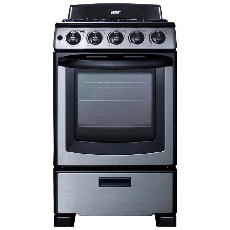 Summit 20 in. 2.3 cu. ft. Gas Range with 4 Sealed Burners - Stainless Steel, , hires