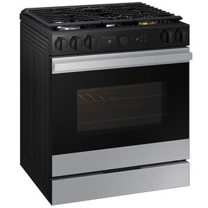Samsung Bespoke 30 in. 6 cu. ft. Smart Air Fry True European Convection Slide-In Gas Range with 5 Sealed Burners & Griddle - Stainless Steel, Stainless Steel, hires