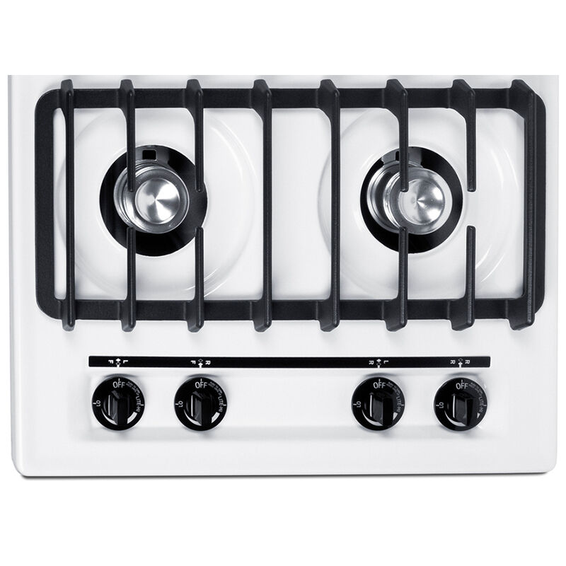 Summit 24 in. 4-Burner Natural Gas Cooktop - White, , hires