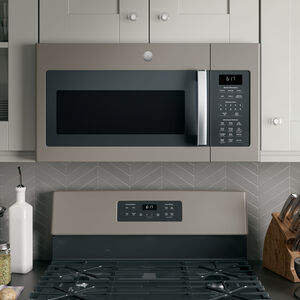 GE 30 in. 1.7 cu. ft. 1000W Over-the-Range Microwave with 300 CFM & Sensor Cooking - Slate, Slate, hires