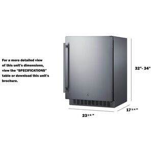 Summit 24 in. 3.1 cu. ft. Undercounter Refrigerator - Stainless Steel, , hires