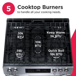 Frigidaire 30 in. 5.1 cu. ft. Air-Fry Standard Convection Gas Range with 5 Sealed Burners - Stainless Steel, , hires