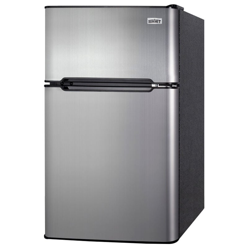 Summit 19 in. 3.2 cu. ft. Mini Fridge with Top Freezer - Stainless Steel with Black Cabinet, , hires