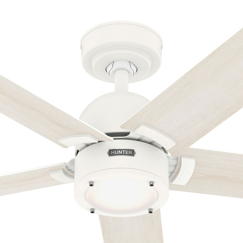 Hunter 52 in. Erling Energy Star Ceiling Fan with LED Light Kit & Handheld Remote - Fresh White, Fresh White, hires