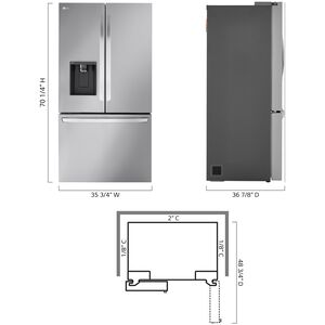 LG 36 in. 30.7 cu. ft. Smart French Door Refrigerator with Ice & Water Dispenser - PrintProof Stainless Steel, , hires