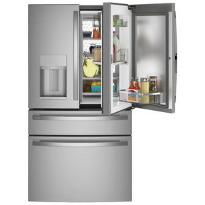 GE Profile 36 in. 22.4 cu. ft. Smart Counter Depth 4-Door French Door Refrigerator with Ice & Water Dispenser - Fingerprint Resistant Stainless, , hires