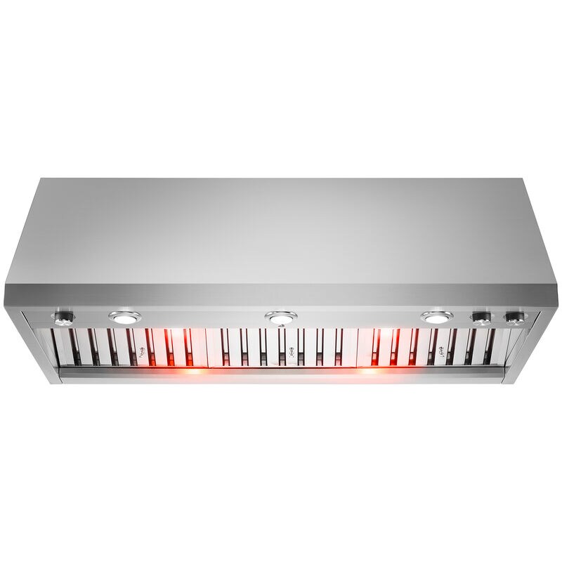 JennAir Pro-Style 48 in. Ducted Canopy Pro Style Style Range Hood with 1200 CFM, 4 Fan Speeds & 3 Halogen Lights - Stainless Steel, , hires