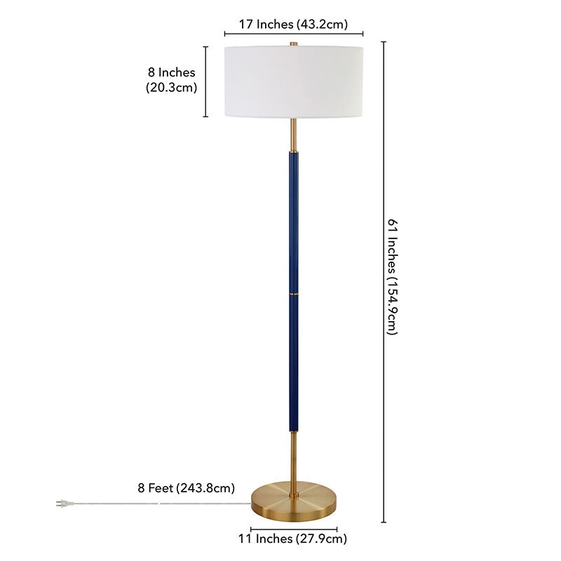 Hudson & Canal Simone Blue and Brass 2-Bulb Floor Lamp, , hires