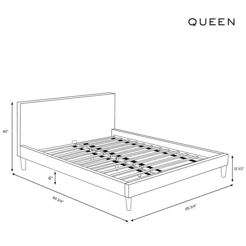 Skyline Furniture Linen Fabric Upholstered Queen Size Platform Bed - Navy, , hires