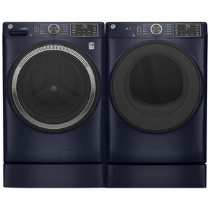 GE 28 in. 7.8 cu. ft. Smart Stackable Gas Dryer with Sanitize Cycle & Sensor Dry - Sapphire Blue, Sapphire Blue, hires