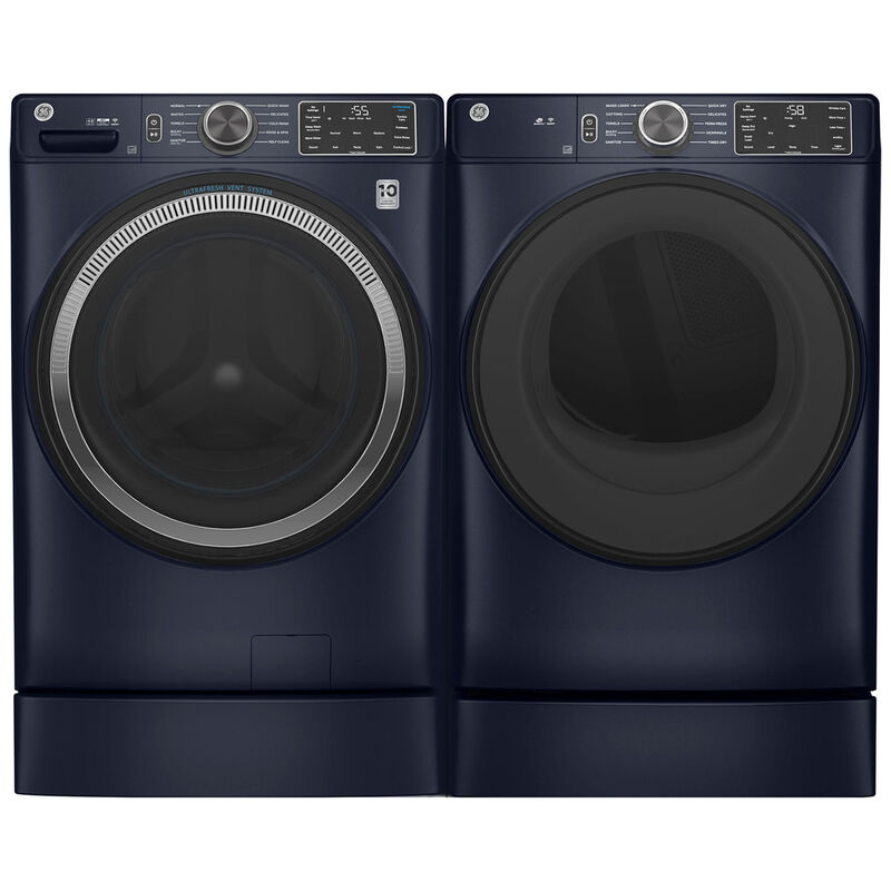 GE 28 in. 7.8 cu. ft. Smart Stackable Gas Dryer with Sanitize Cycle & Sensor Dry - Sapphire Blue, Sapphire Blue, hires