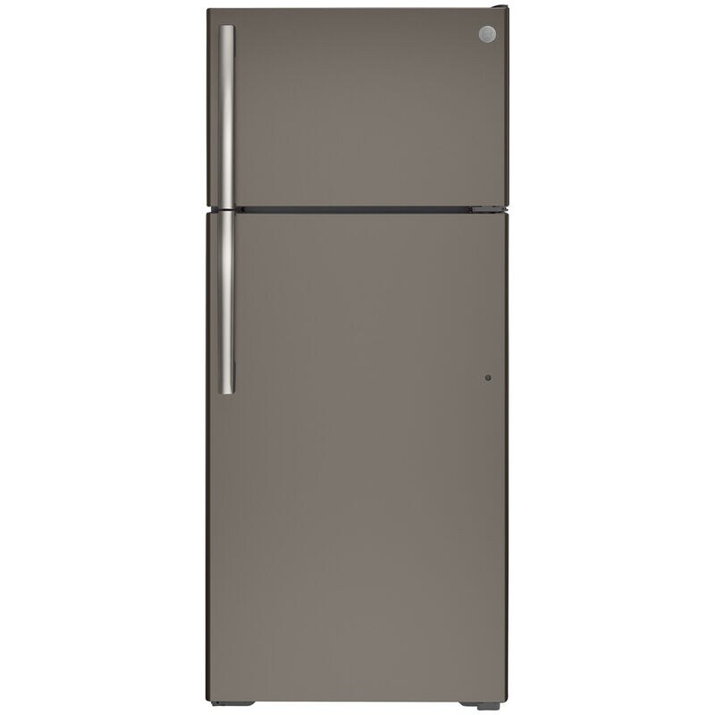 GE 28 in. 17.5 cu. ft. Top Freezer Refrigerator - Fingerprint Resistant Slate, Slate, hires