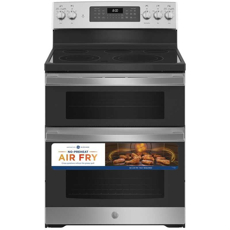 GE 30 in. 6.6 cu. ft. Convection Double Oven Freestanding Electric Range with 5 Smoothtop Burners - Stainless Steel, Stainless Steel, hires