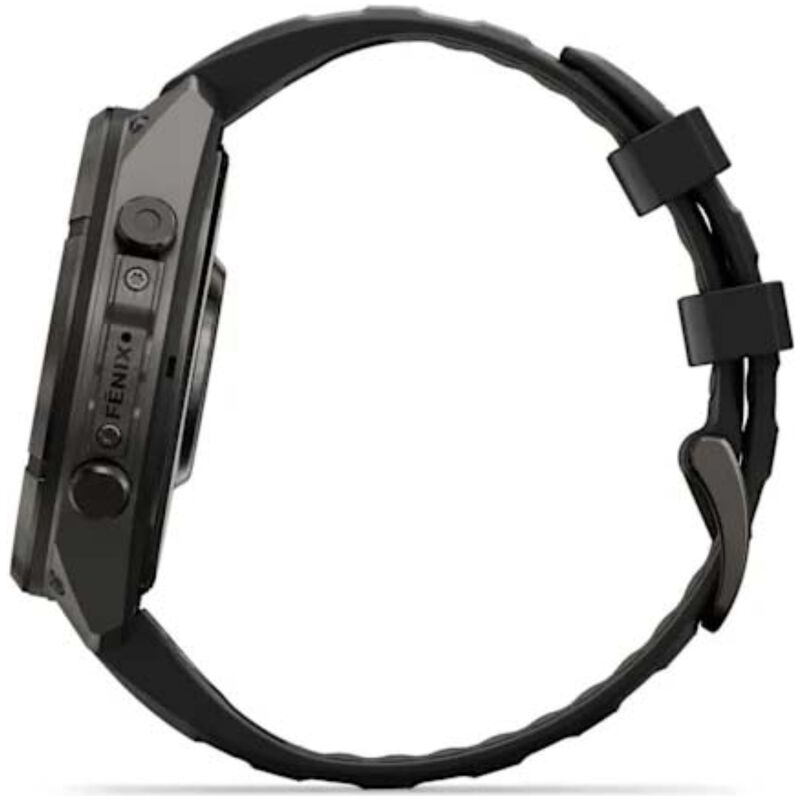 Garmin fenix 9 Pro 47 mm, AMOLED Smart Watch - Carbon Gray DLC Titanium with Black/Pebble Gray Silicone Band, , hires
