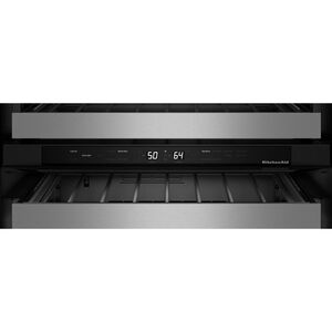 KitchenAid 24 in. Undercounter Right Hinged Wine Cooler with Metal Racks, Dual Temperature Zone(s) & 46-Bottle Capacity - Stainless Steel with Black Cabinet, , hires