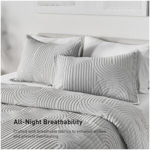 BEDGEAR Performance Duvet & 2pc Sham Set, Racetrack, Light Gray, King, , hires