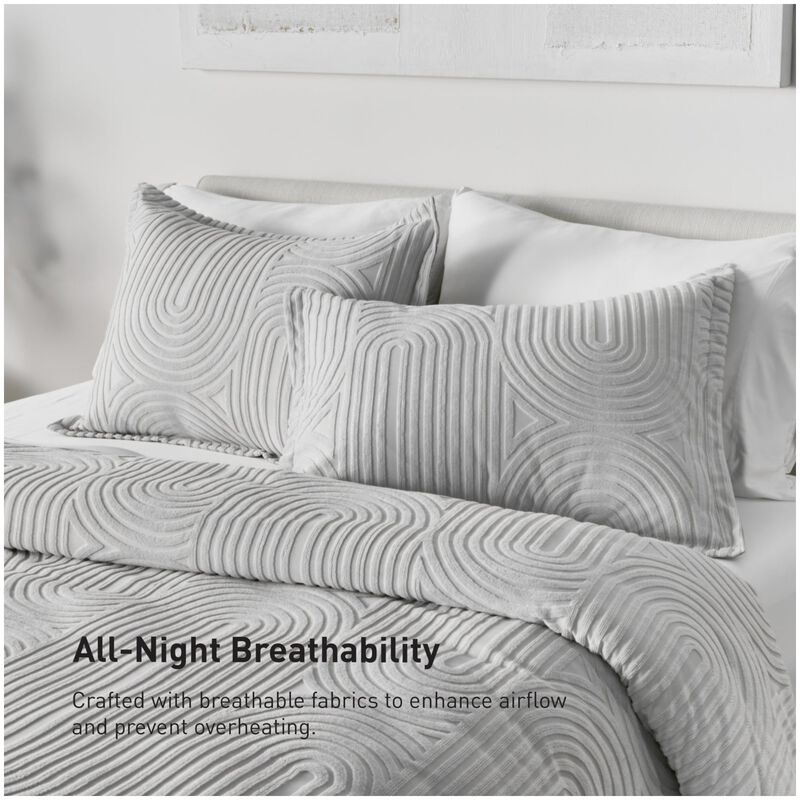 BEDGEAR Performance Duvet & 2pc Sham Set, Racetrack, Light Gray, King, , hires