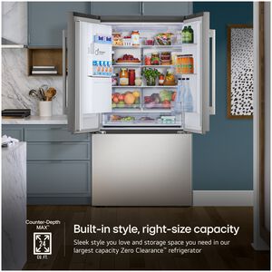 LG 36 in. 23.7 cu. ft. Smart Counter Depth French Door Refrigerator with Zero Clearance Hinge, Ice & Water Dispenser - PrintProof Stainless Steel, , hires