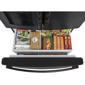 GE 36 in. 27.7 cu. ft. French Door Refrigerator with Ice & Water Dispenser - Fingerprint Resistant Black Slate, Black Slate, hires