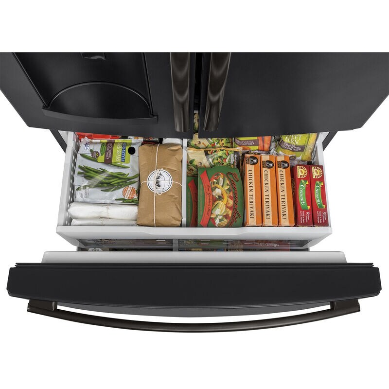 GE 36 in. 27.7 cu. ft. French Door Refrigerator with Ice & Water Dispenser - Fingerprint Resistant Black Slate, Black Slate, hires