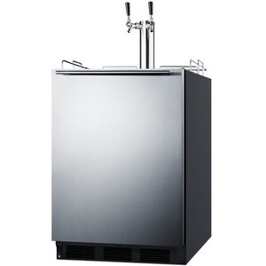 Summit 24 in. 5.5 cu. ft. Beer Dispenser with 2 Taps - Stainless Steel, , hires