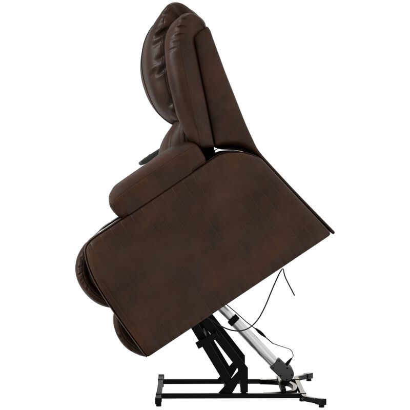 Catnapper Kirk Power Lift Lay Flat Recliner with Storage Arm & Dual Cupholders - Walnut, Walnut, hires